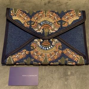Rebecca Minkoff Denim embellished beaded envelope clutch. Brand new NWT✨